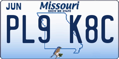 MO license plate PL9K8C