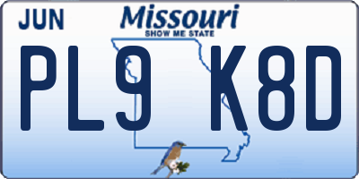 MO license plate PL9K8D