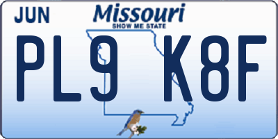 MO license plate PL9K8F