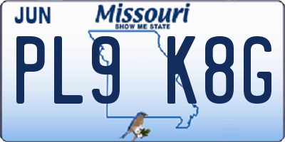 MO license plate PL9K8G
