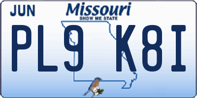 MO license plate PL9K8I