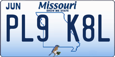 MO license plate PL9K8L