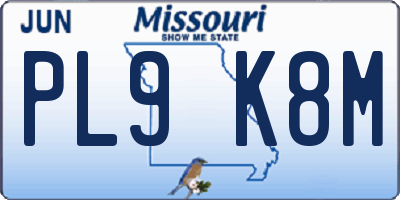 MO license plate PL9K8M