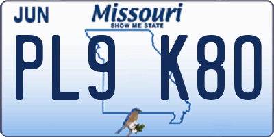 MO license plate PL9K8O