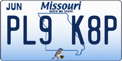MO license plate PL9K8P
