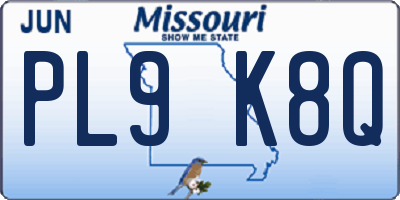 MO license plate PL9K8Q