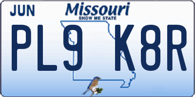 MO license plate PL9K8R