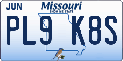 MO license plate PL9K8S