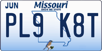 MO license plate PL9K8T