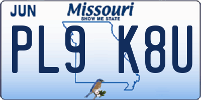 MO license plate PL9K8U