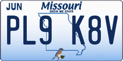 MO license plate PL9K8V