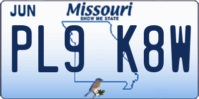 MO license plate PL9K8W