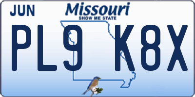 MO license plate PL9K8X
