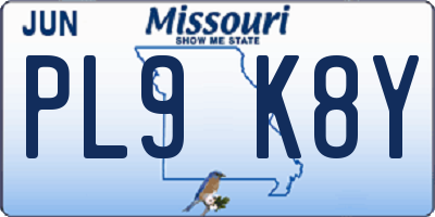 MO license plate PL9K8Y