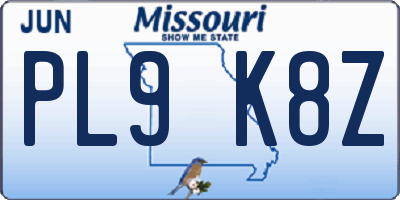 MO license plate PL9K8Z