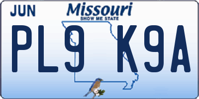 MO license plate PL9K9A