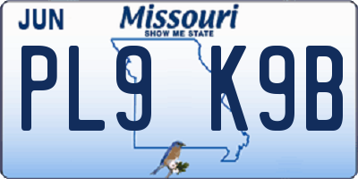 MO license plate PL9K9B
