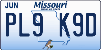 MO license plate PL9K9D