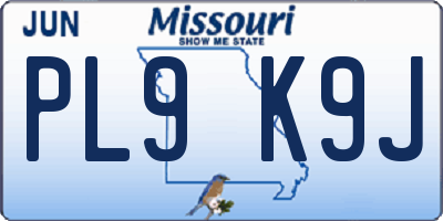 MO license plate PL9K9J