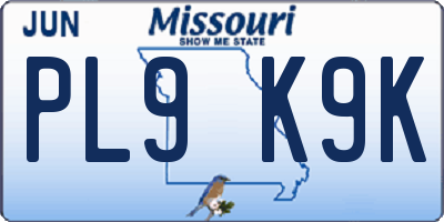 MO license plate PL9K9K