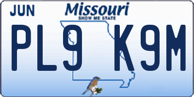 MO license plate PL9K9M