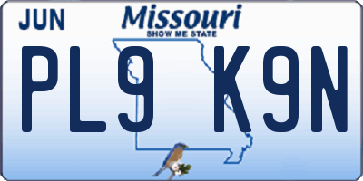MO license plate PL9K9N