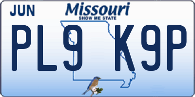MO license plate PL9K9P