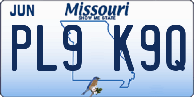 MO license plate PL9K9Q