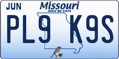 MO license plate PL9K9S