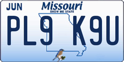 MO license plate PL9K9U