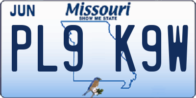 MO license plate PL9K9W