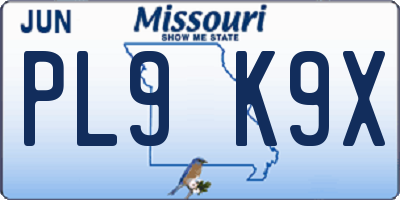 MO license plate PL9K9X