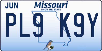 MO license plate PL9K9Y