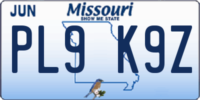 MO license plate PL9K9Z