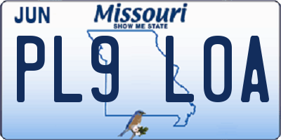 MO license plate PL9L0A
