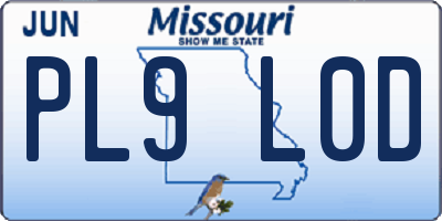 MO license plate PL9L0D