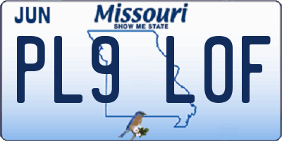MO license plate PL9L0F