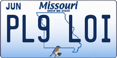 MO license plate PL9L0I