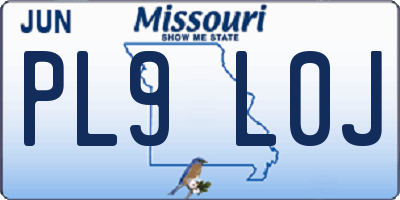 MO license plate PL9L0J