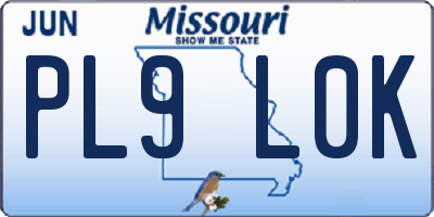MO license plate PL9L0K