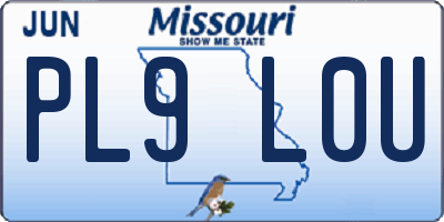 MO license plate PL9L0U