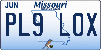 MO license plate PL9L0X