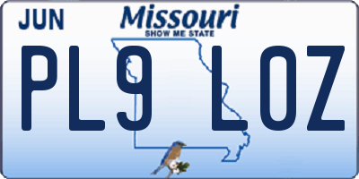 MO license plate PL9L0Z