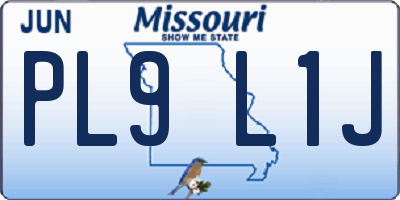 MO license plate PL9L1J