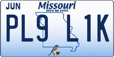 MO license plate PL9L1K