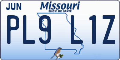 MO license plate PL9L1Z