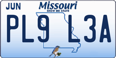 MO license plate PL9L3A
