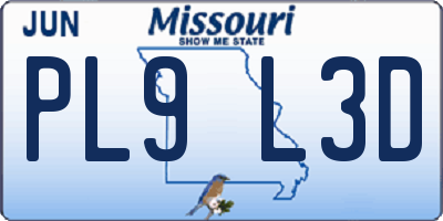 MO license plate PL9L3D