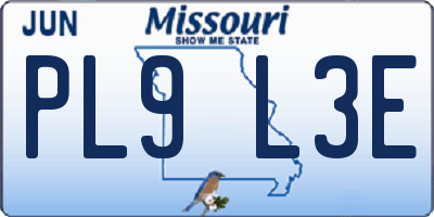MO license plate PL9L3E