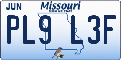 MO license plate PL9L3F